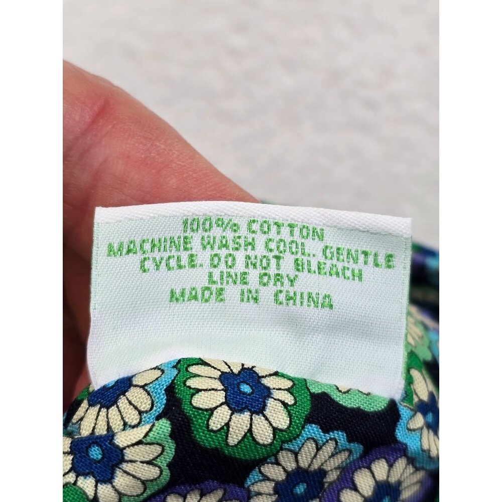 Vera Bradley Cotton Floral Crossbody Bag With Cutout Handle Blue Green - Picture 3 of 5